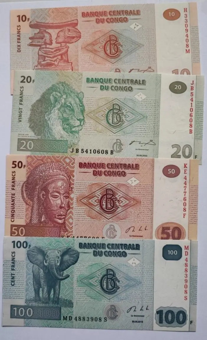 Set 7 PCS, Congo Democratic Republic 10-1000 Francs UNC