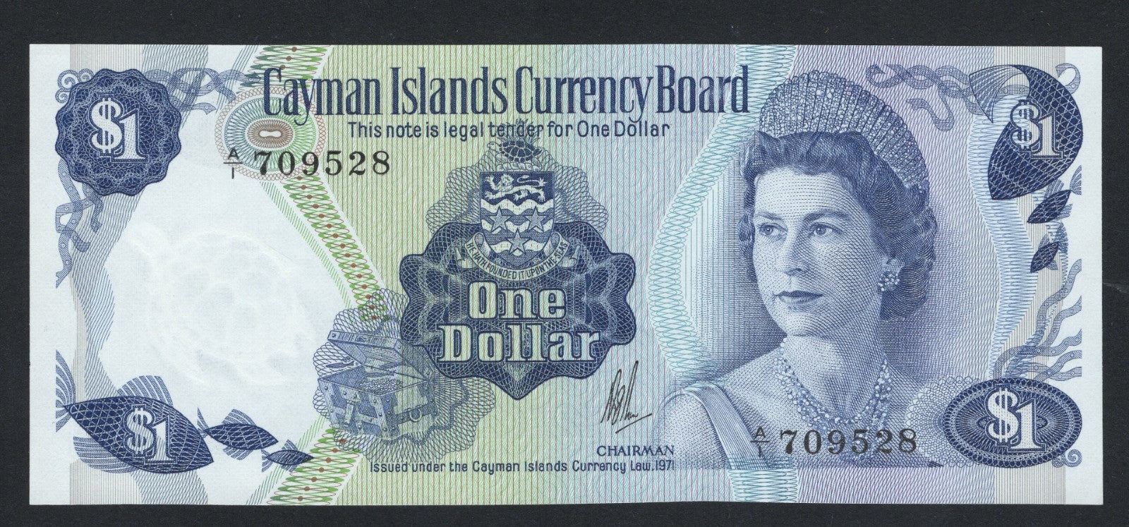 1974 Cayman Islands 1 Dollar AUNC/F10