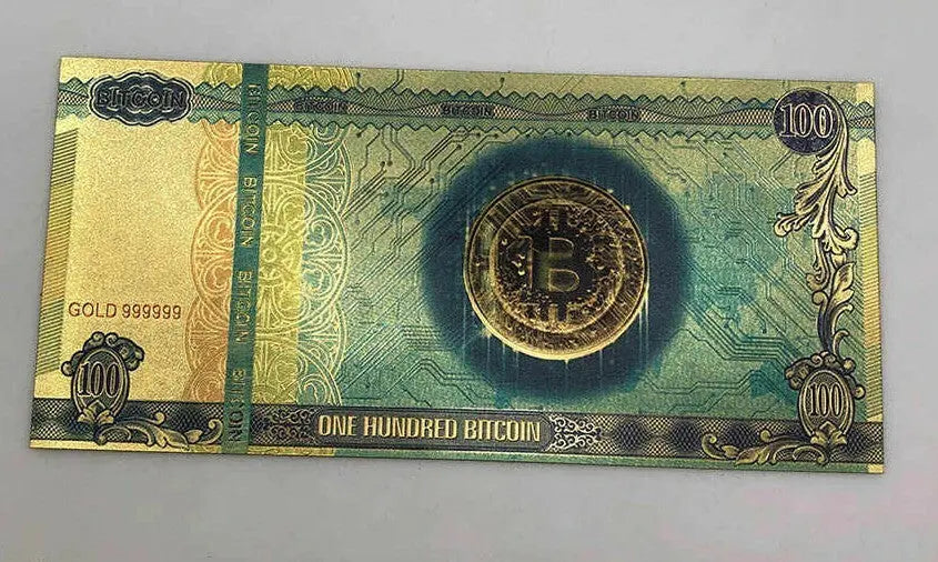 One Hundred  Dollar Bitcoin 24k Gold Plated Gold Banknote 