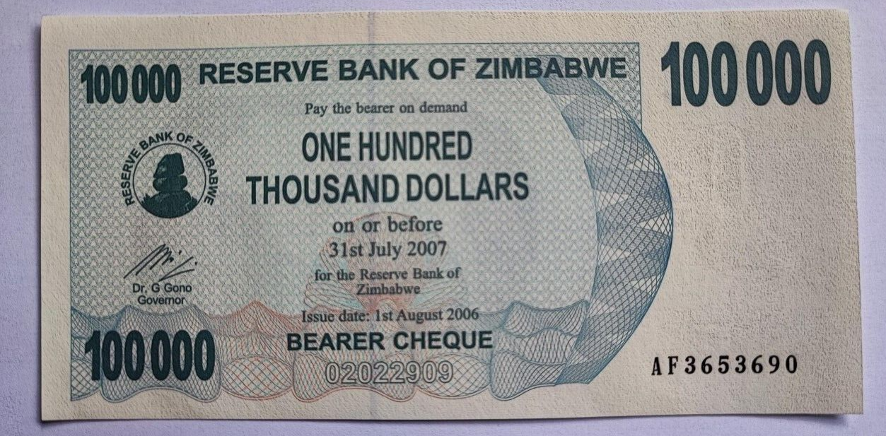 zimbabwe banknotes 100000 dollars UNC - worldbanknote