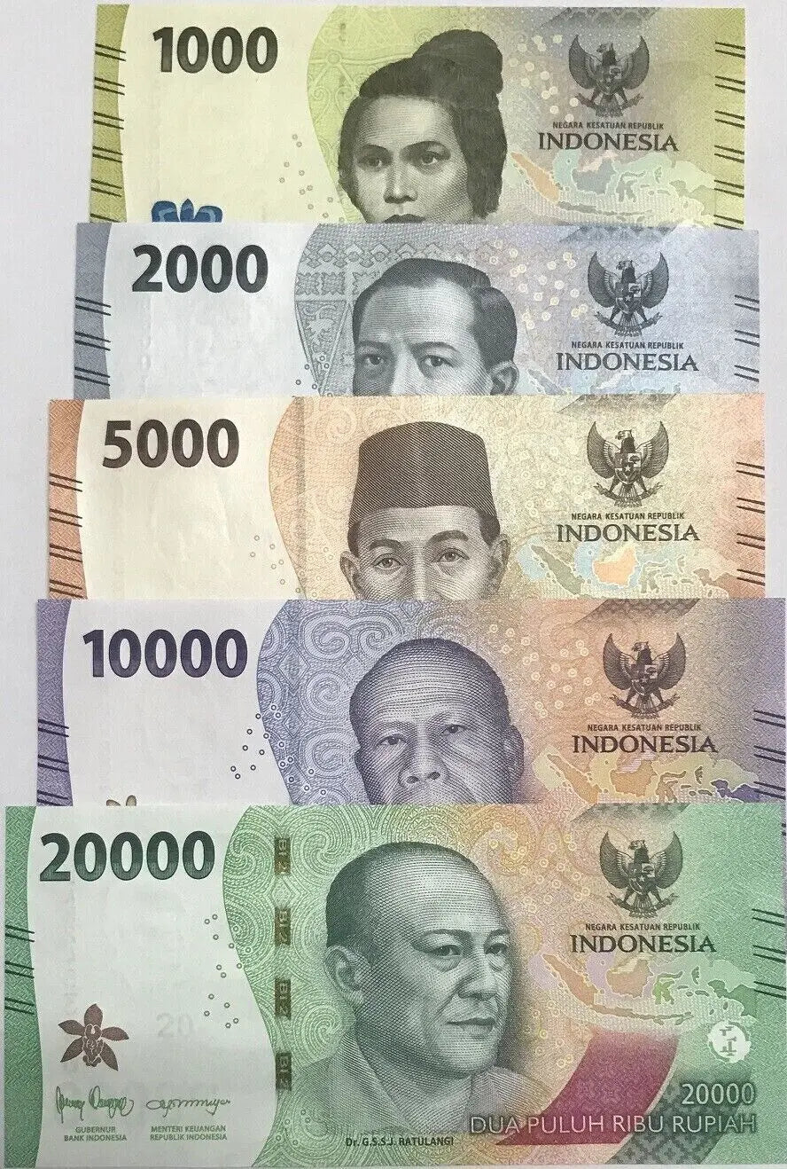 2022 Indonesia Set 5 Pcs 1000 2000 5000 10000 20000 Rupiah UNC