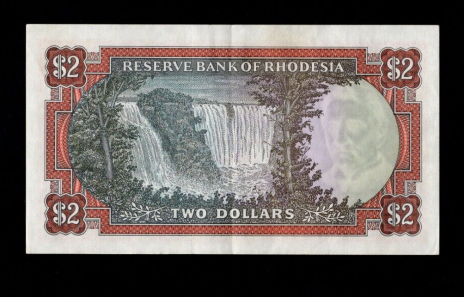 RESERVE BANK OF RHODESIA 2 DOLLARS 1977 BANKNOTE VERY FINE/REF D2 - worldbanknote
