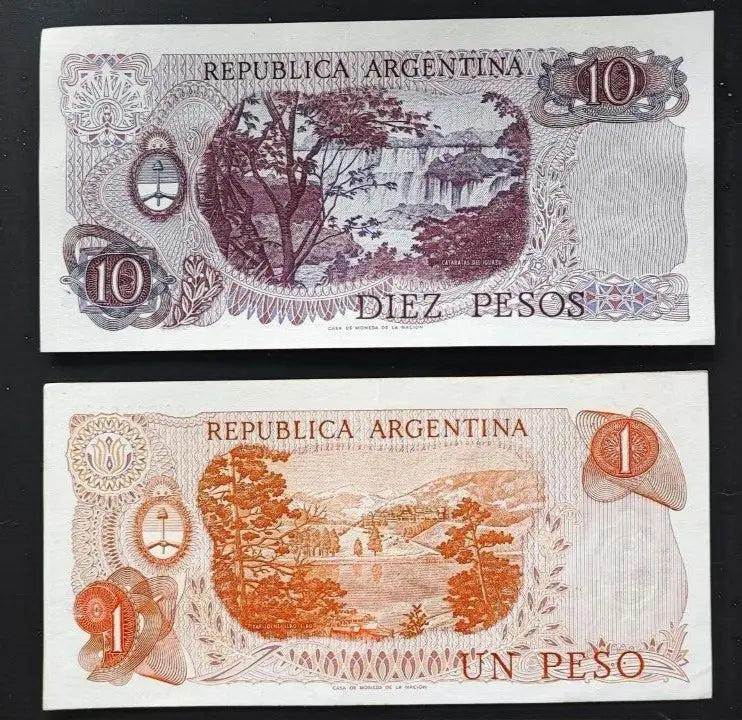 ARGENTINA 1,10 PESOS (P293 - 295) N. D. (1970-76) SET OF 2 NOTES UNC