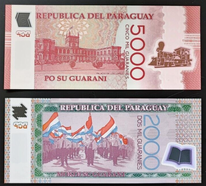 PARAGUAY POLYMER 2000,5000 GUARANIES 2017 PICK NEW UNC - worldbanknote