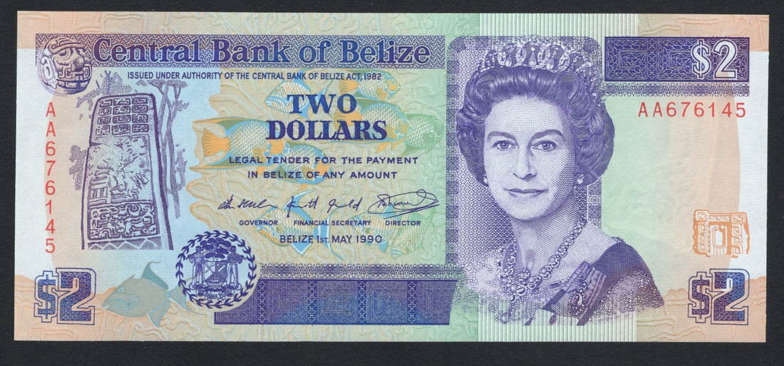Belize 2$ 1990 AUNC/F10