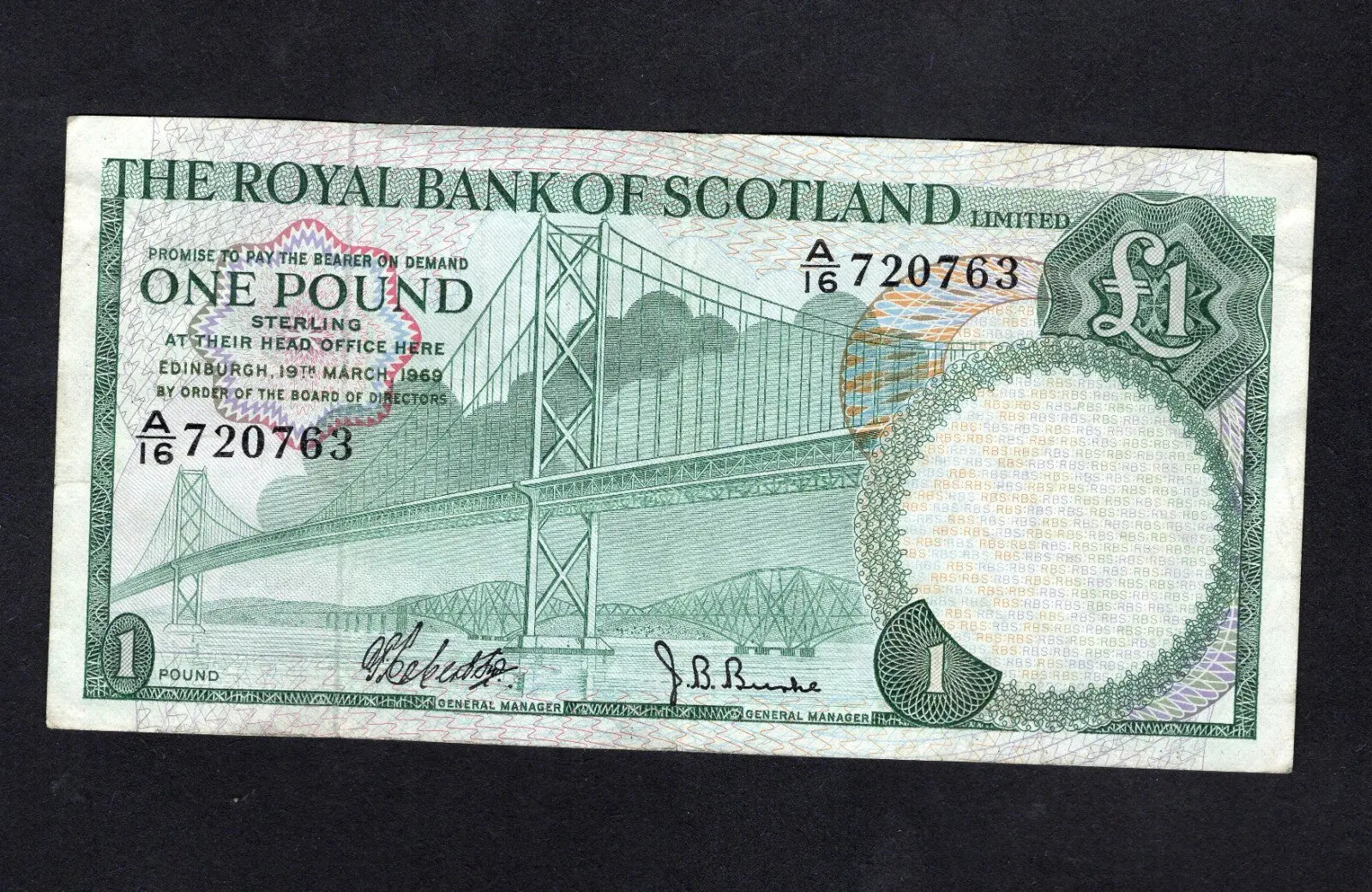 Royal BANK OF SCOTLAND  ONE POUND 1968/70 choose Year & Prefix See Menu/REF D6