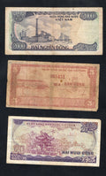 set of 3 notes:South Vietnam 5 to 2000 Dong 1985/1987 Used/ref d5 - worldbanknote