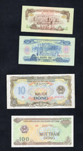 set of 4 notes:Vietnam  10. 20 xu ,10, 100 Dong 1966/1991  Used/ref d5