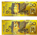 Set Of 5 Bluey  Gold Plated $50  Fantasy BankNotes