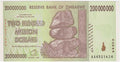 Zimbabwe 200 Million Dollars 2008 P-81 Prefix 'AA' Banknotes UNC - worldbanknote