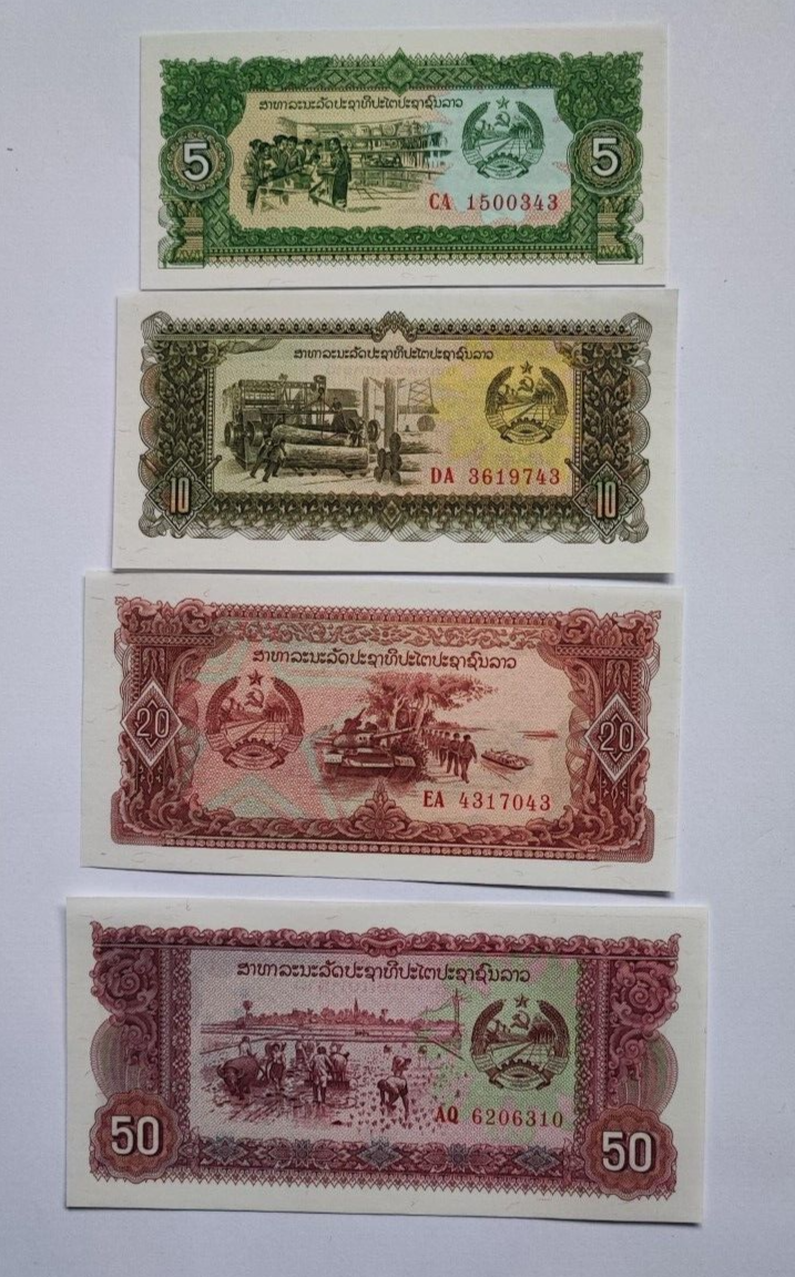 Set 7 PCS, Laos 5 10 20 50 100 500 1000 Kip, UNC - worldbanknote