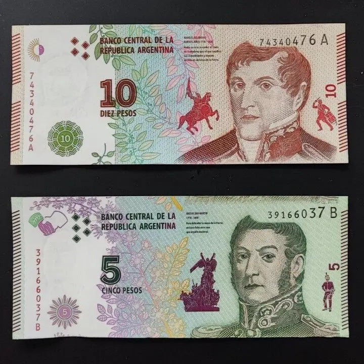 ARGENTINA 5 PESOS (2016) 10 PESOS (2017)  UNC
