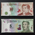 ARGENTINA 5 PESOS (2016) 10 PESOS (2017)  UNC