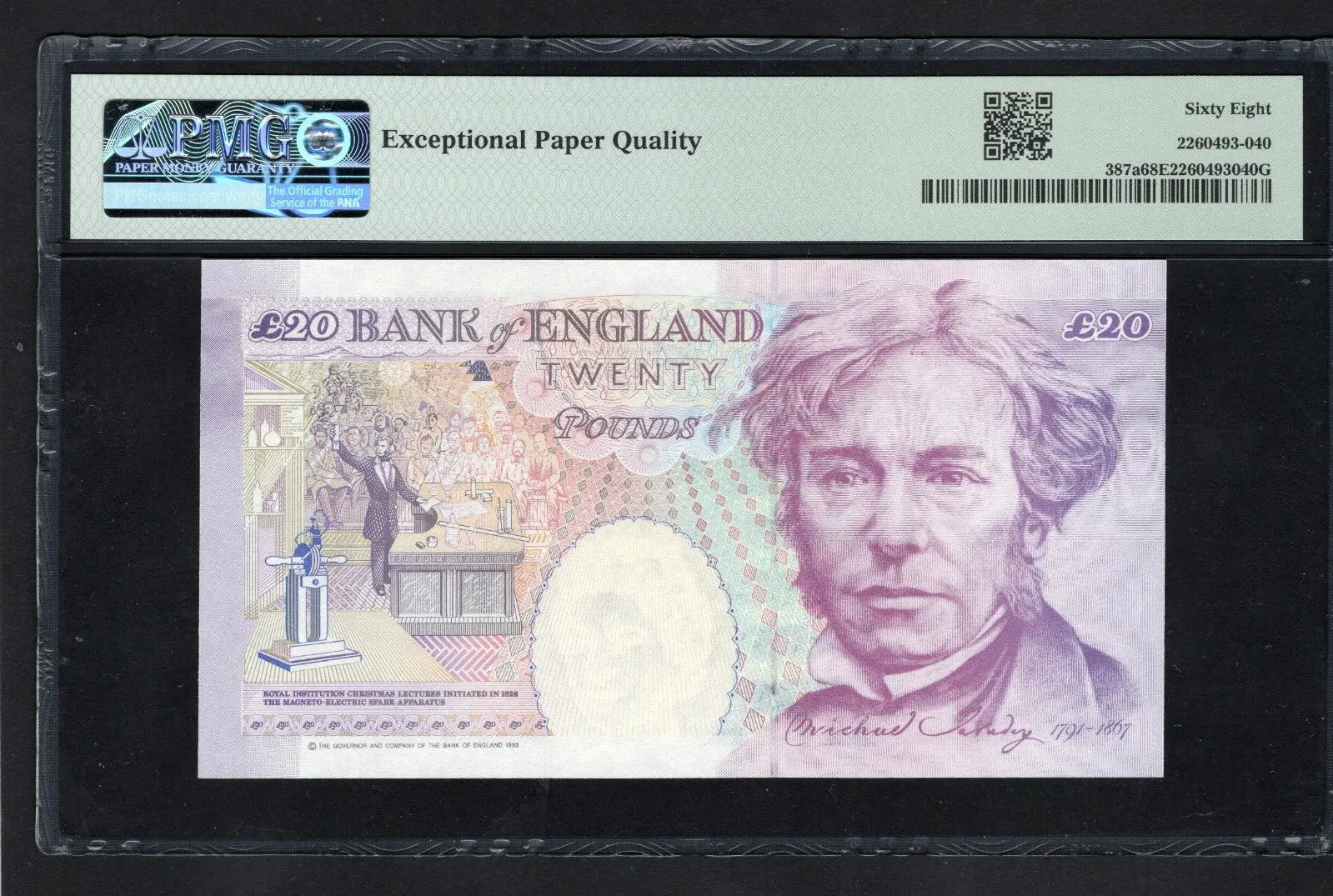 BACK OF BANK OF ENGLAND SIG. KENTIFIELD  £20 Pick 387a EPQ68 THE ONLY FINEST  ON PMG