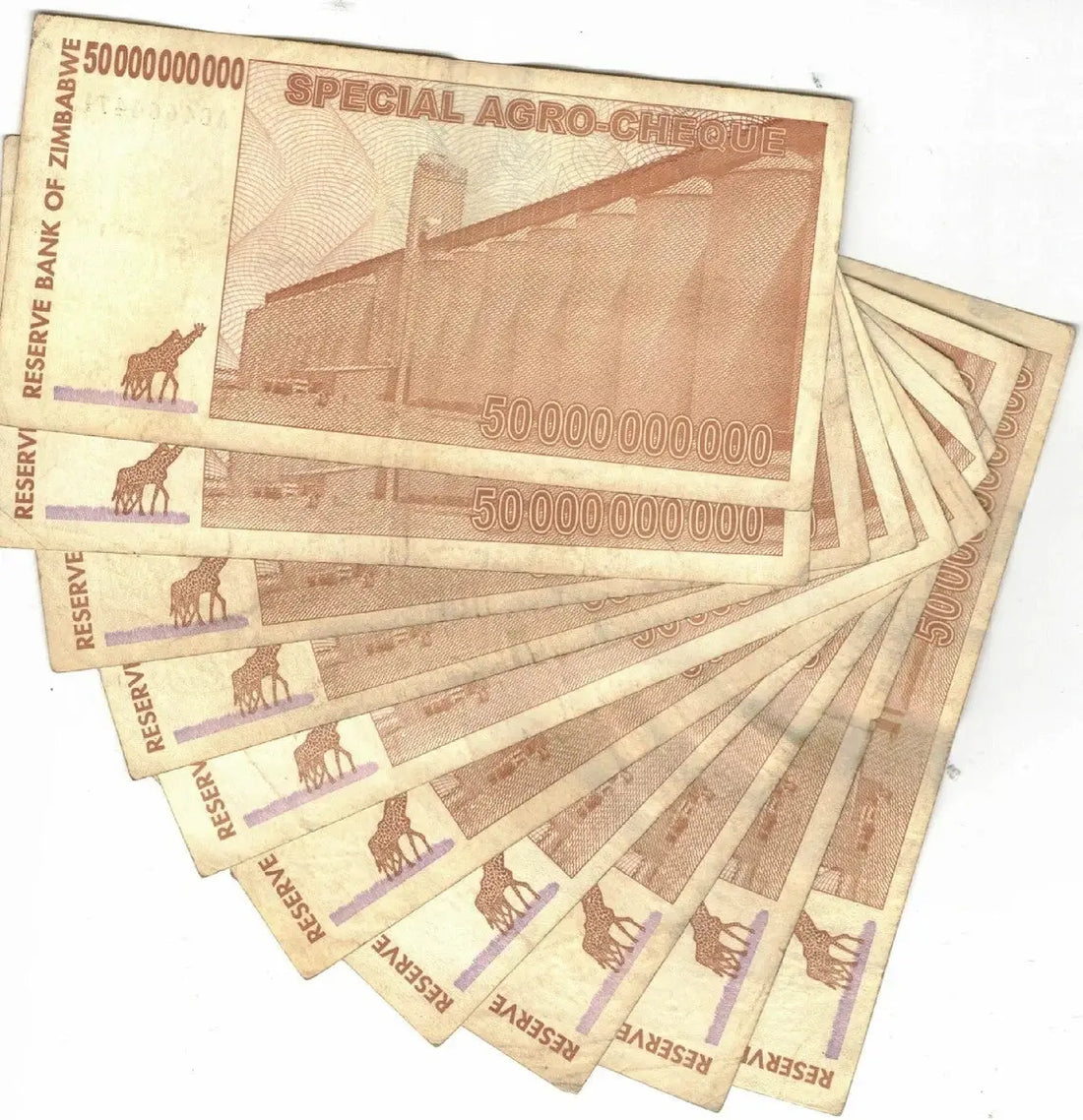 10xZimbabwe 50 Billion Dollars 2008. Good Used Condition