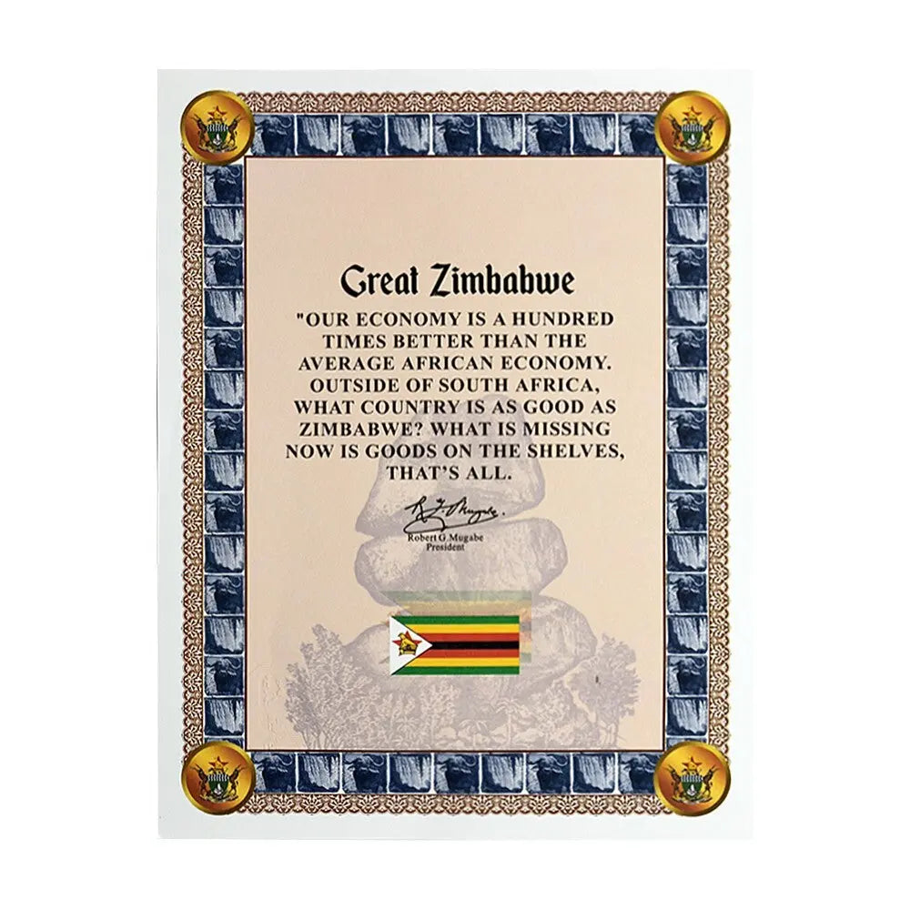 1 PC Great Myrillion Containers zimbabwe Banknote certificate 30003 Zeros Gift