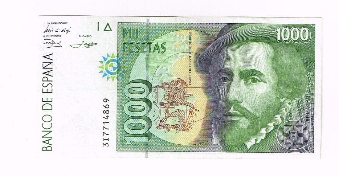 1992  SPAIN 1000 PESETAS NOTE - p163 AUNC