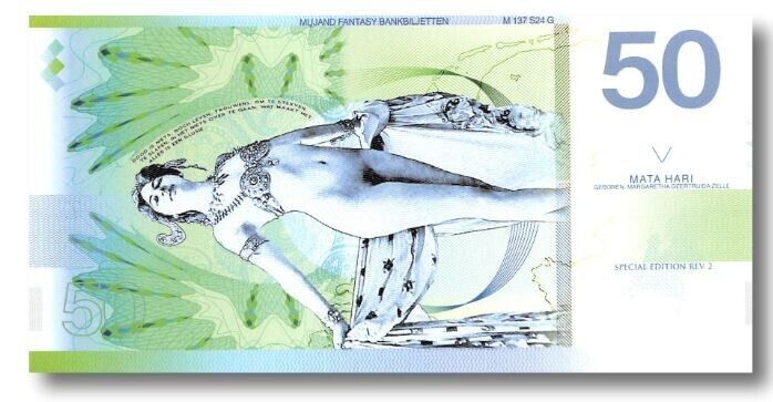 Mujand 50 Gulden Netherlands Mata Hari polymer Private Issue Fantasy - worldbanknote