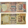 SET 2009-2016 INDIA 500 & 1000 RUPEES P-106 107 VERY FINE TO AUNC