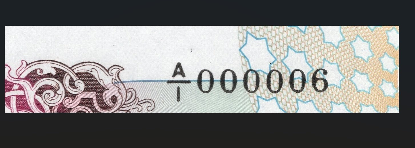 Royal Bank of Scotland £100 1987 P350a  First Run Serial  Number 6 PMG EPQ 65