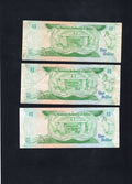 3x1980 Belize One Dollar Banknote vf/unc/c1