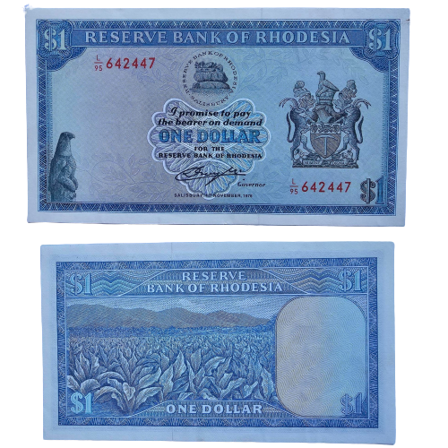 1976 RHODESIA (ZIMBABWE) 1 OLD RHODESIAN DOLLAR BANKNOTE AFRICA AUNC - worldbanknote