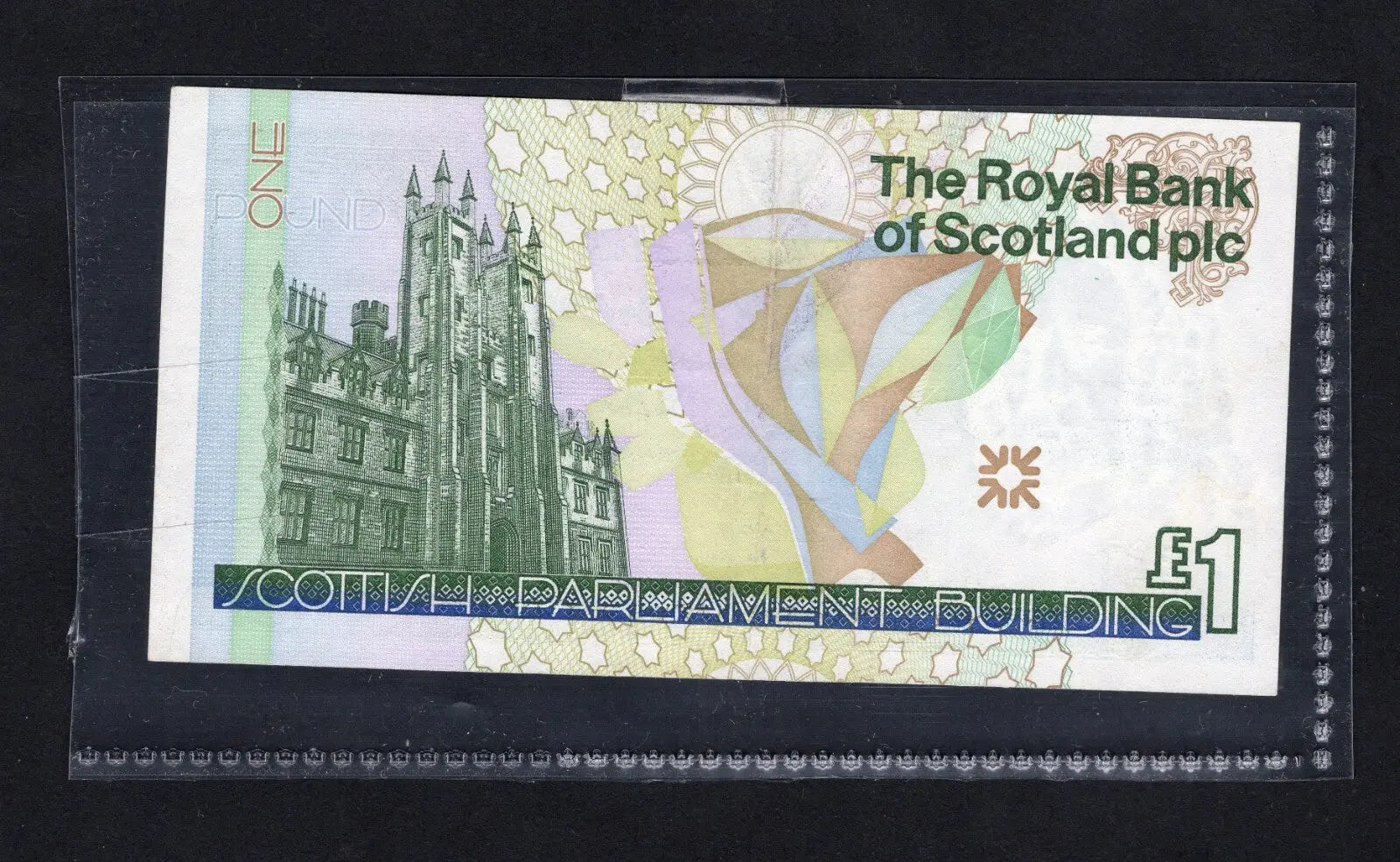 back of Royal Bank of Scotland 1 pound 1999 Commemorative Note vf/ref d11
