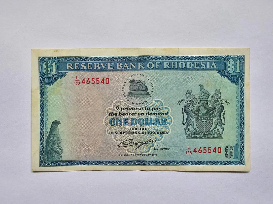 1979 RHODESIA (ZIMBABWE) 1 OLD RHODESIAN DOLLAR  BANKNOTE AFRICA USED