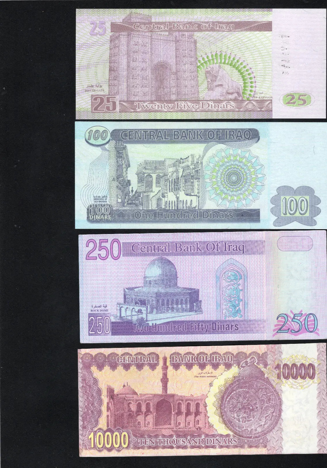 10 Different  Saddam Iraq Dinar Notes  Almost UNC set