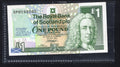 front of Royal Bank of Scotland 1 pound 1999 Commemorative Note vf/ref d11