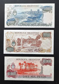 Argentina set 7 pcs 1+50+100+500+1000+5000+10000 pesos Pick 303-315 AUNC