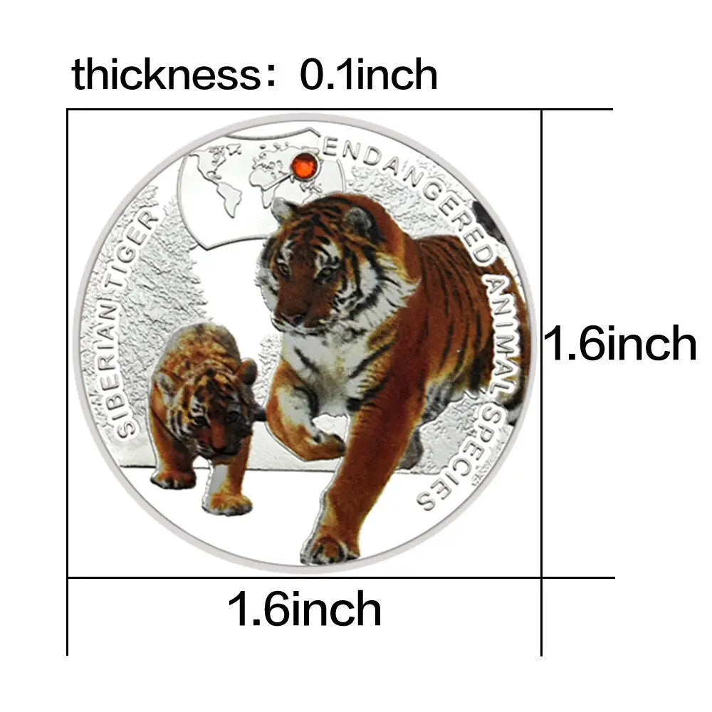 Rare Silver Plated Tiger Collectible Coin