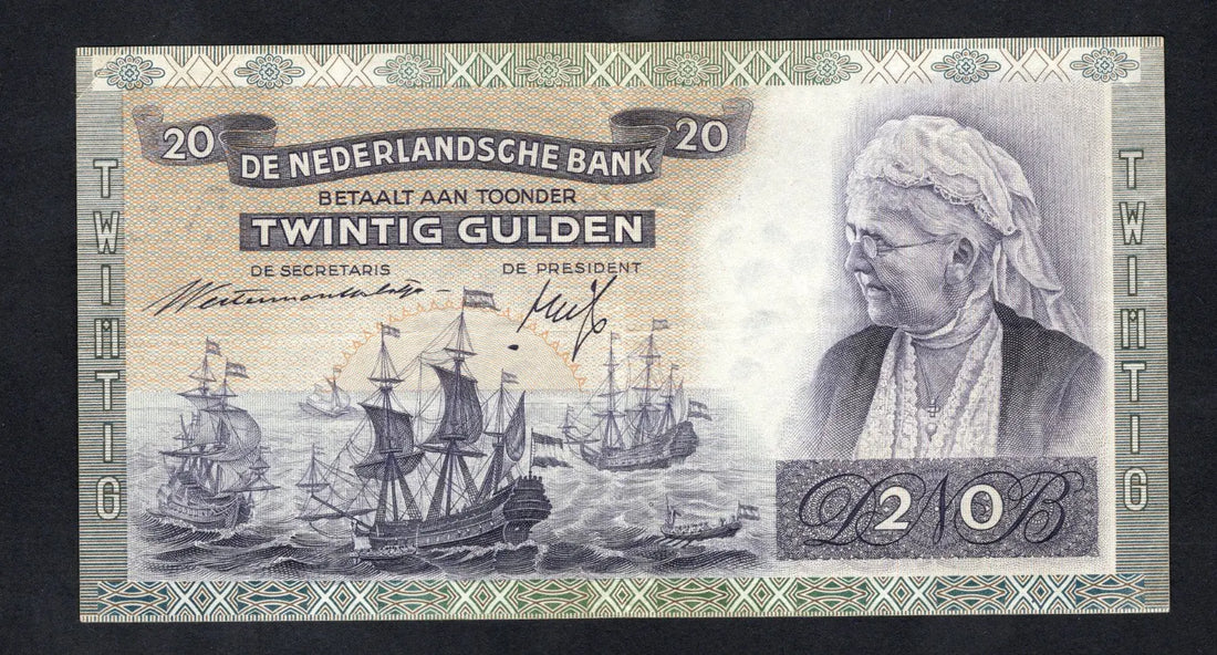 front of NETHERLAND 20 GUILDERS 1941 PICK 54 XF/w2
