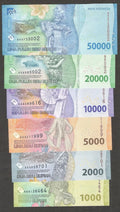 Indonesia 6 Note SET  1000 to 50000 Rupiah 2022 New series UNC