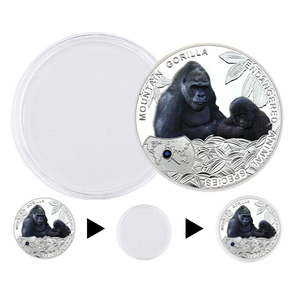 Endangered Animal Species Zambia Mountain Gorilla Silver Plated Coins - worldbanknote