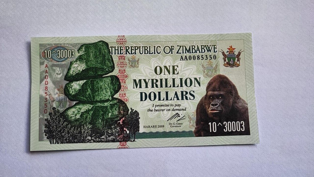 Zimbabwe 1 Myrillion Dollars Banknote 100 Trillion Series - worldbanknote