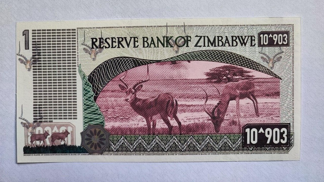 Zimbabwe 1 Tricentillion Dollars Banknote 100 Trillion Series - worldbanknote