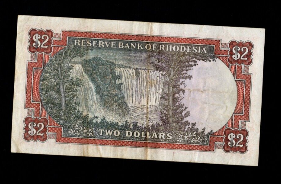 RESERVE BANK OF RHODESIA 2 DOLLARS 1977 BANKNOTE VERY FINE/REF D2 - worldbanknote