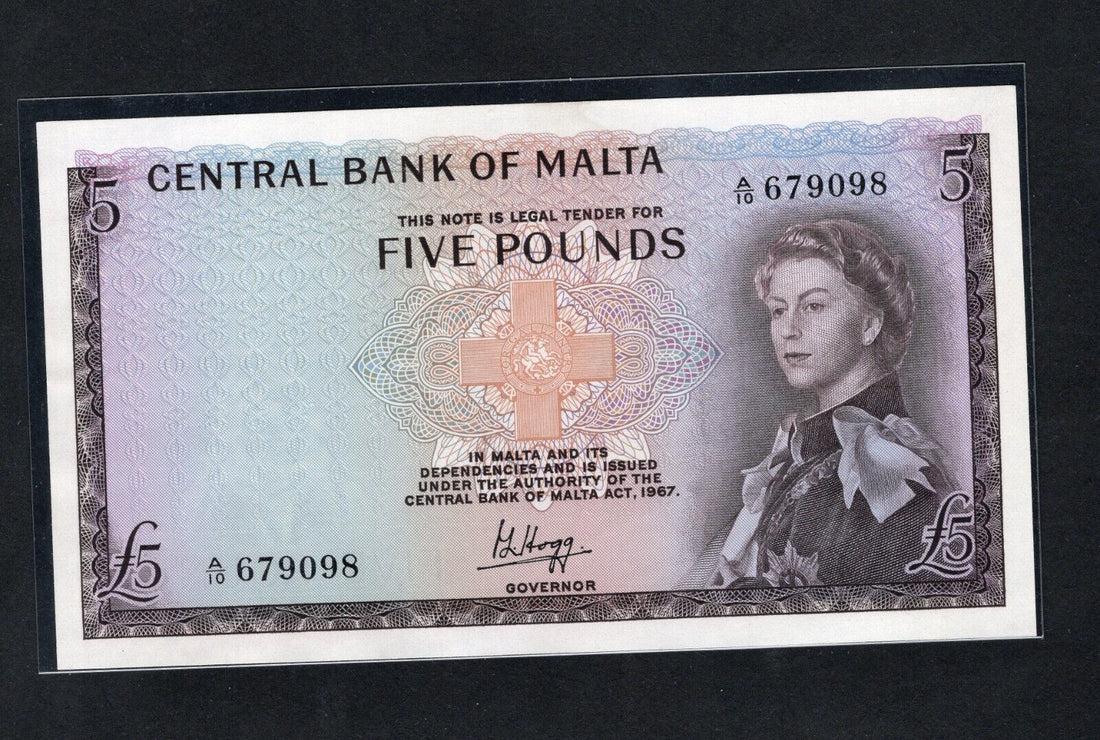 MALTA BRITISH( 1967 ) 5 POUNDS UNC/c2 - worldbanknote