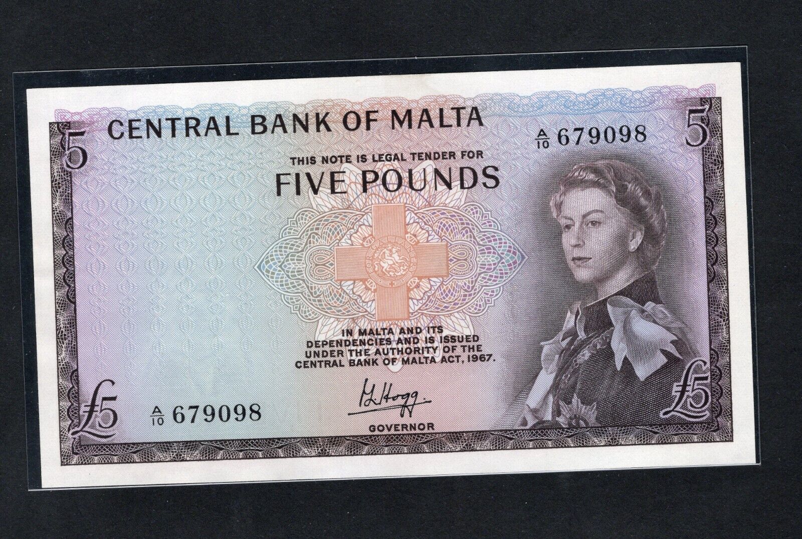 MALTA BRITISH( 1967 ) 5 POUNDS UNC/c2 - worldbanknote