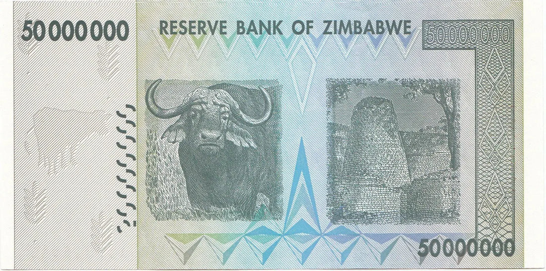 Zimbabwe 50 Million Dollars 2008 P-79 First Prefix 'AA' Banknotes UNC