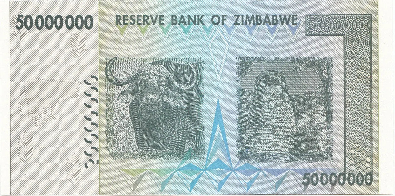 Zimbabwe 50 Million Dollars 2008 P-79 First Prefix 'AA' Banknotes UNC