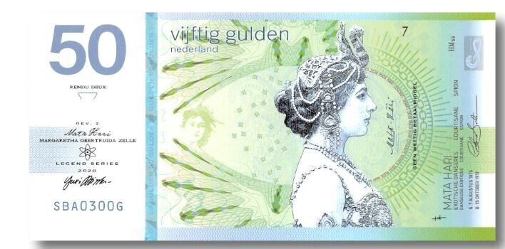 Mujand 50 Gulden Netherlands Mata Hari polymer Private Issue Fantasy - worldbanknote