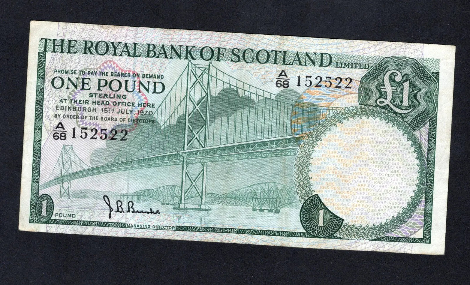 Royal BANK OF SCOTLAND  ONE POUND 1968/70 choose Year & Prefix See Menu/REF D6