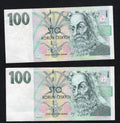 front of 2xCZECH REPUBLIC 100 KORUN  Fine/s1