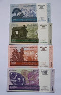 front of Set 4 PCS, Madagascar 100 200 500 1000 Ariary, 2004, P86-89, UNC