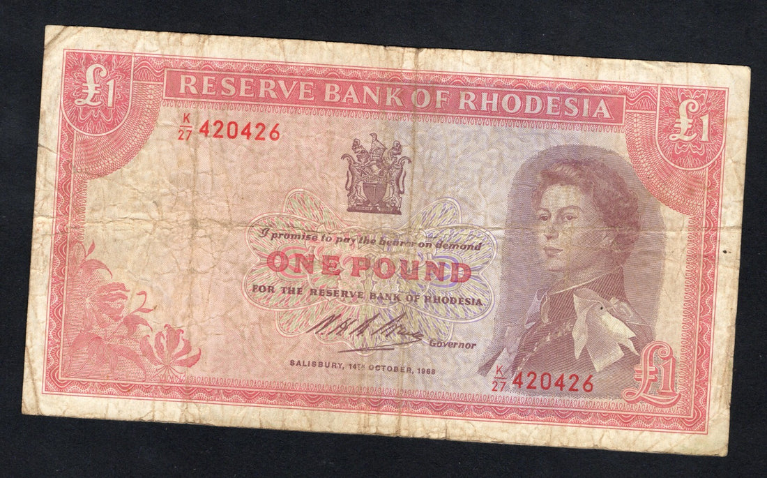 RESERVE BANK OF RHODESIA ONE POUND VERY FINE/ref d11