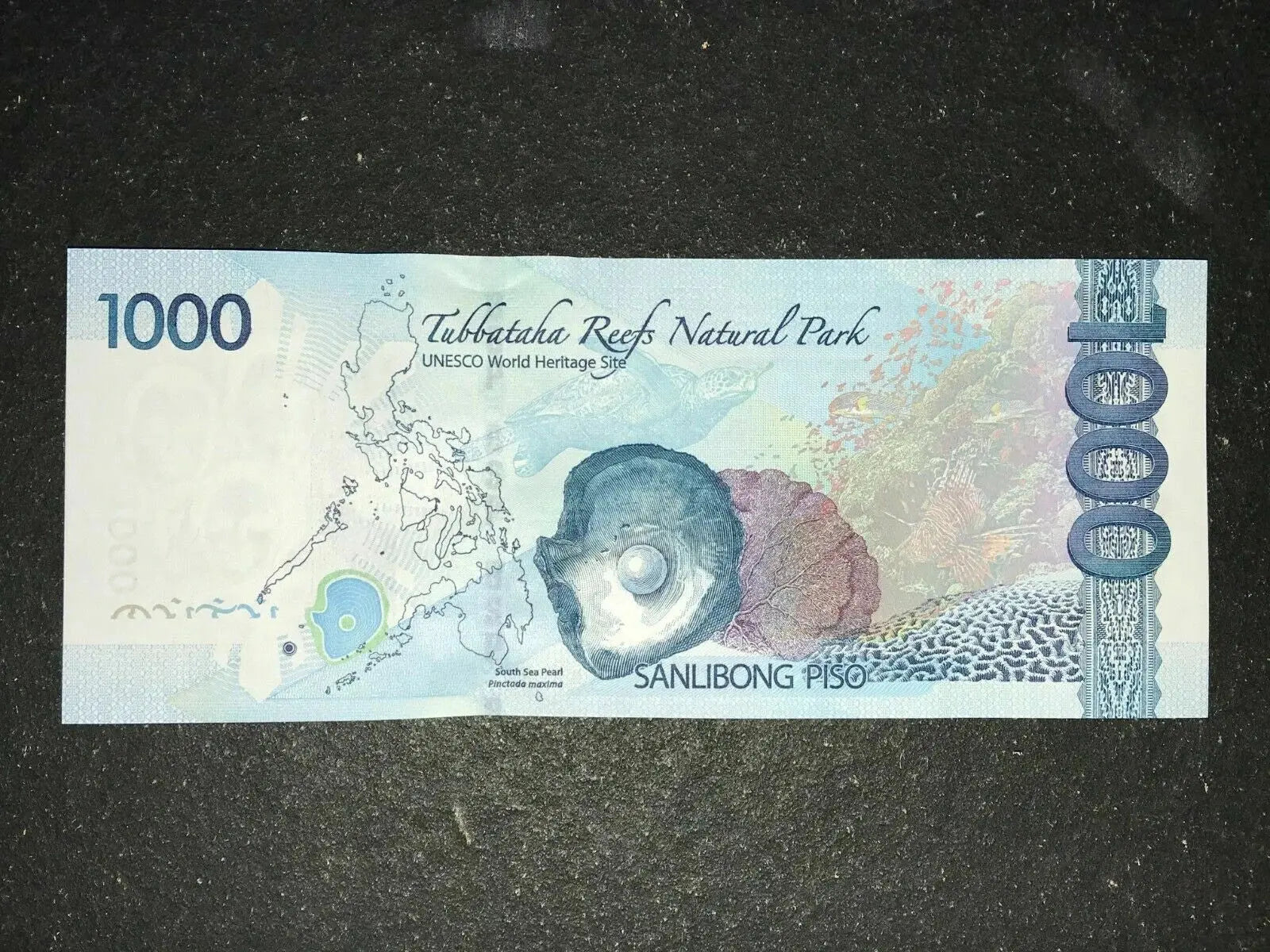BACK OF Philippines NGC Series 2019F 1000 Pesos Solid 6 Banknote (HB666666)