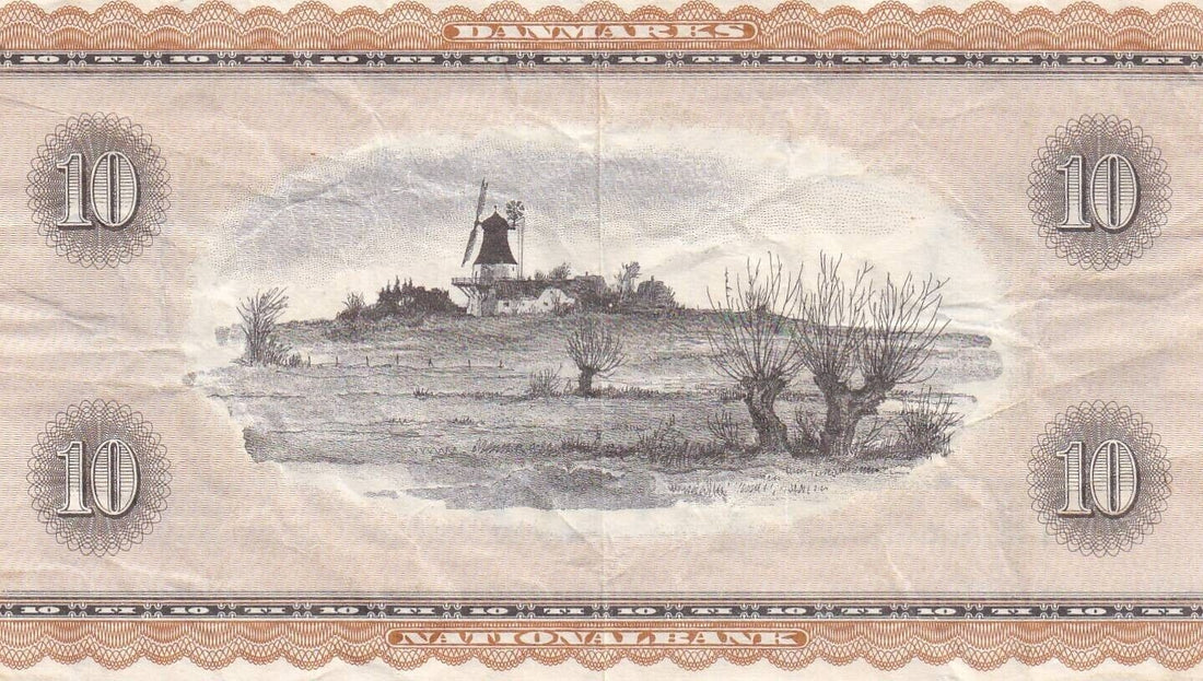 BANK OF DENMARK , 10 KRONER 1968 VF/ref d2