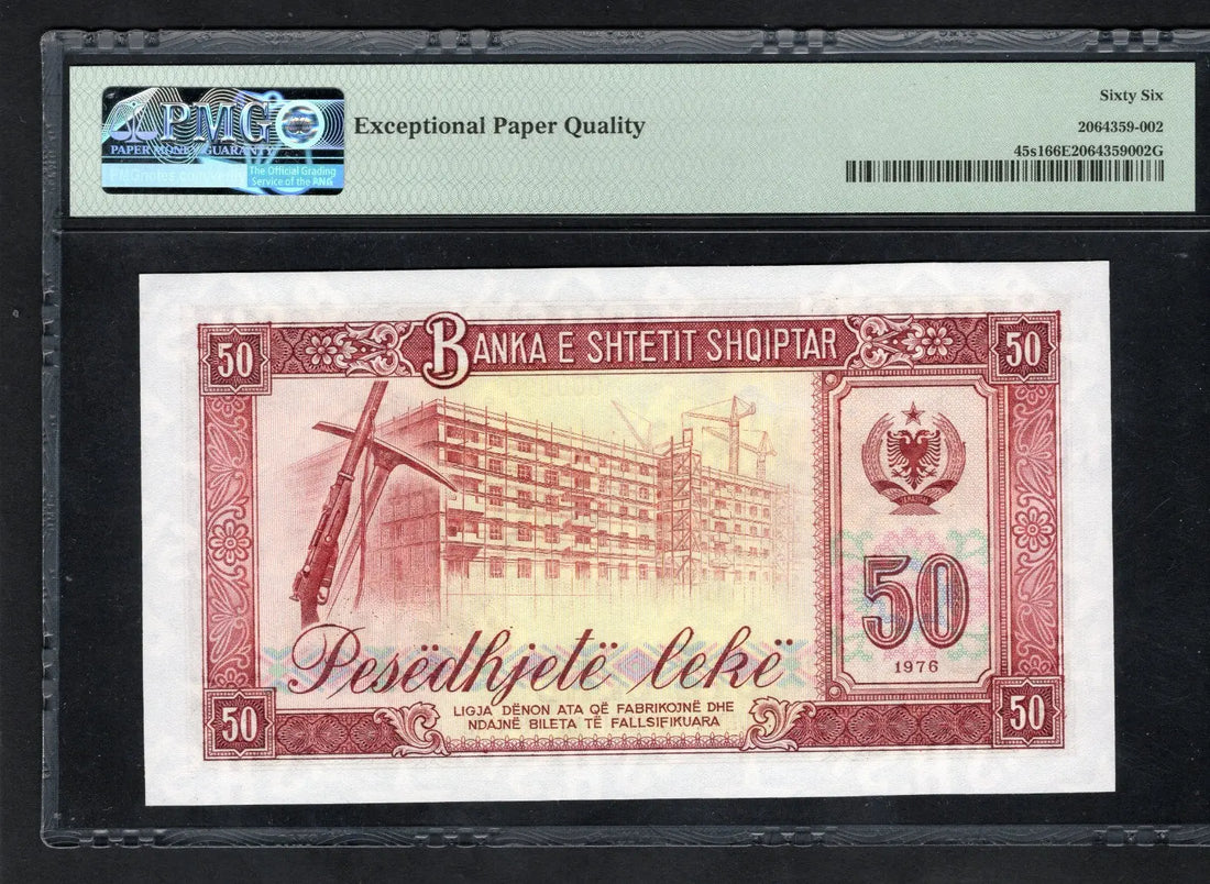 FRONT OF ALBANIA Banknote 50 LEKE 1976 P45 SPECIMEN PMG EPQ66